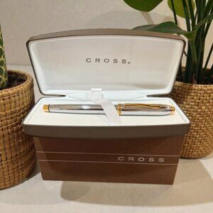 Cross Townsend Medalist Rollerball Pen in Chrome with 23/24K Gold Trim